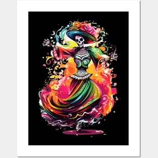 Dia de Los Muertos Day of the Dead Lady Skeleton Posters and Art